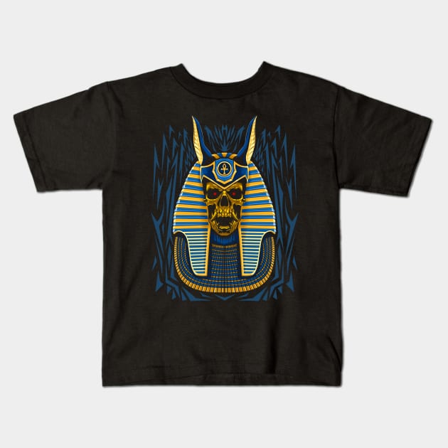 Egyptian Pharaoh skull gold Kids T-Shirt by albertocubatas